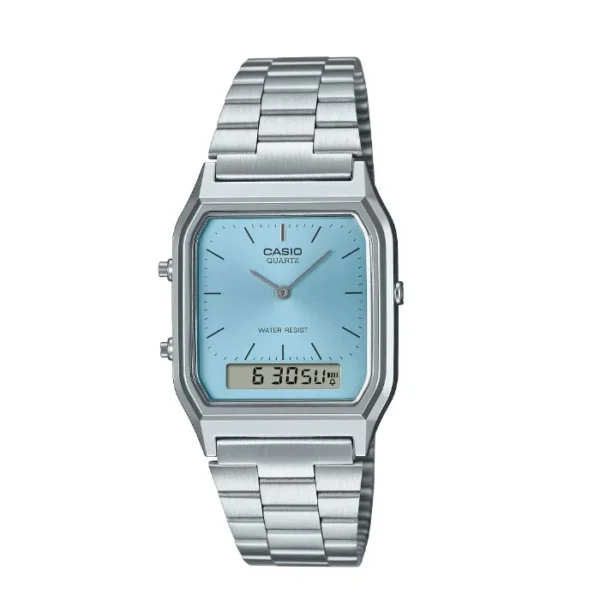 Casio Vintage Blue Dial Silver Watch AQ-230A-2A1MQY