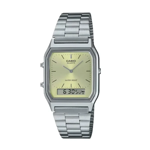 Casio Vintage Green Dial Silver Watch AQ-230A-9AMQY