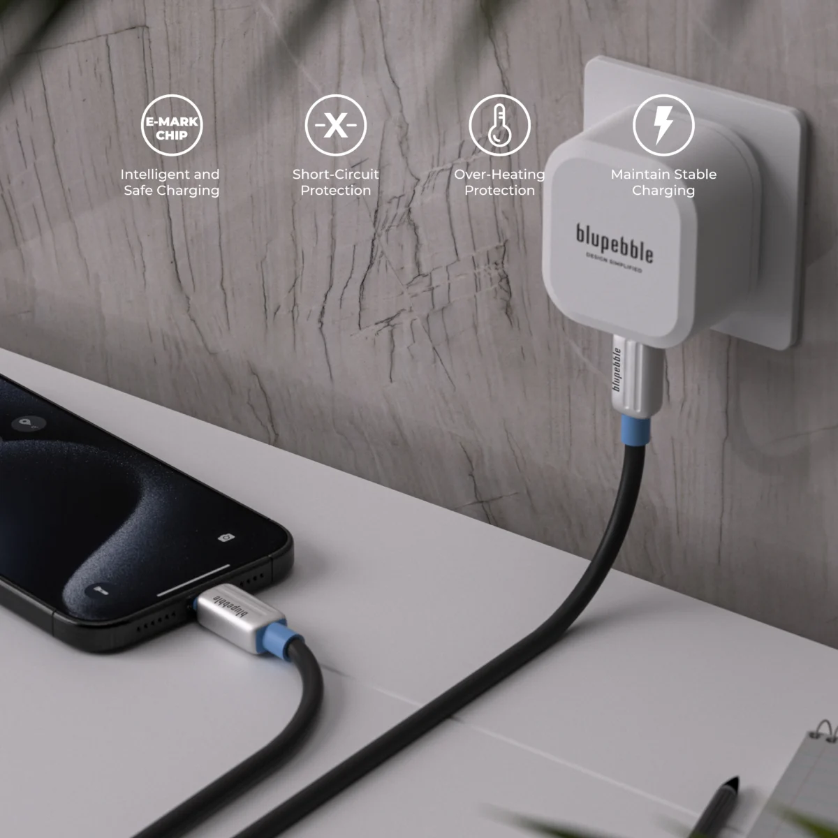 ⁦PowerFlow USB-C to USB-C 240W PD3.1 Cable 2m (BLACK)⁩ - الصورة ⁦2⁩