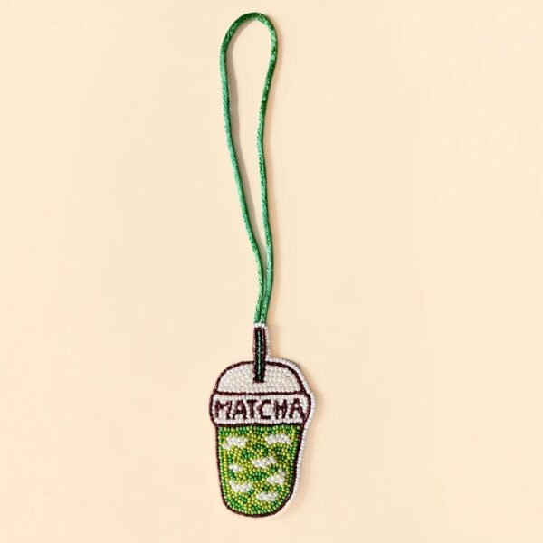 Matcha Drink Handmade Beaded Charm