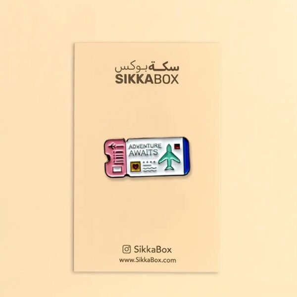 Adventure Awaits Pink Metal Sticker